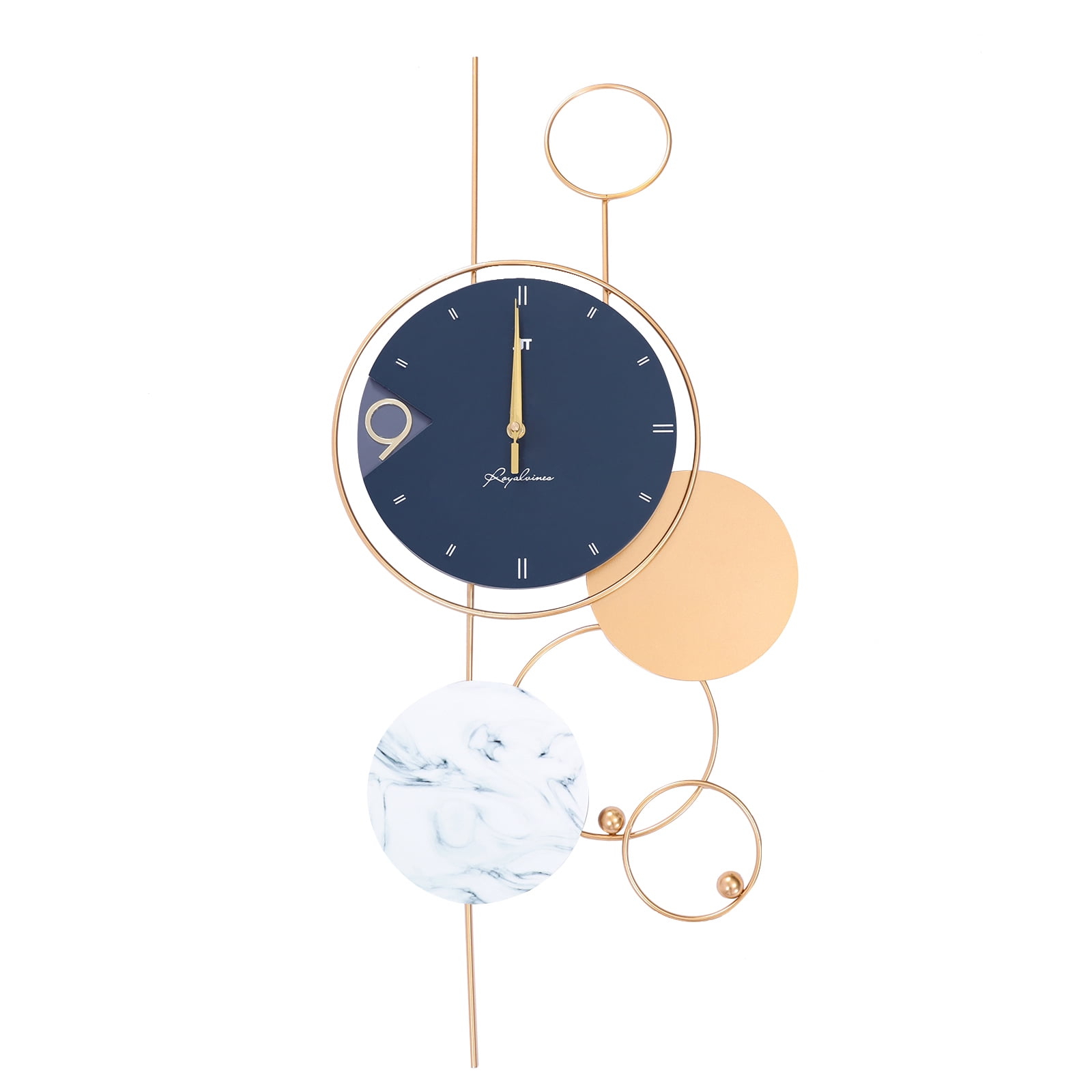 Big Wall Clocks for Living Room Decor Large Wall Clock Modern for Kitchen Bedroom Office Home Indoor Farmhouse Metal Gold Chic Decorative Wall Clock Battery Operated Silent Non-Ticking