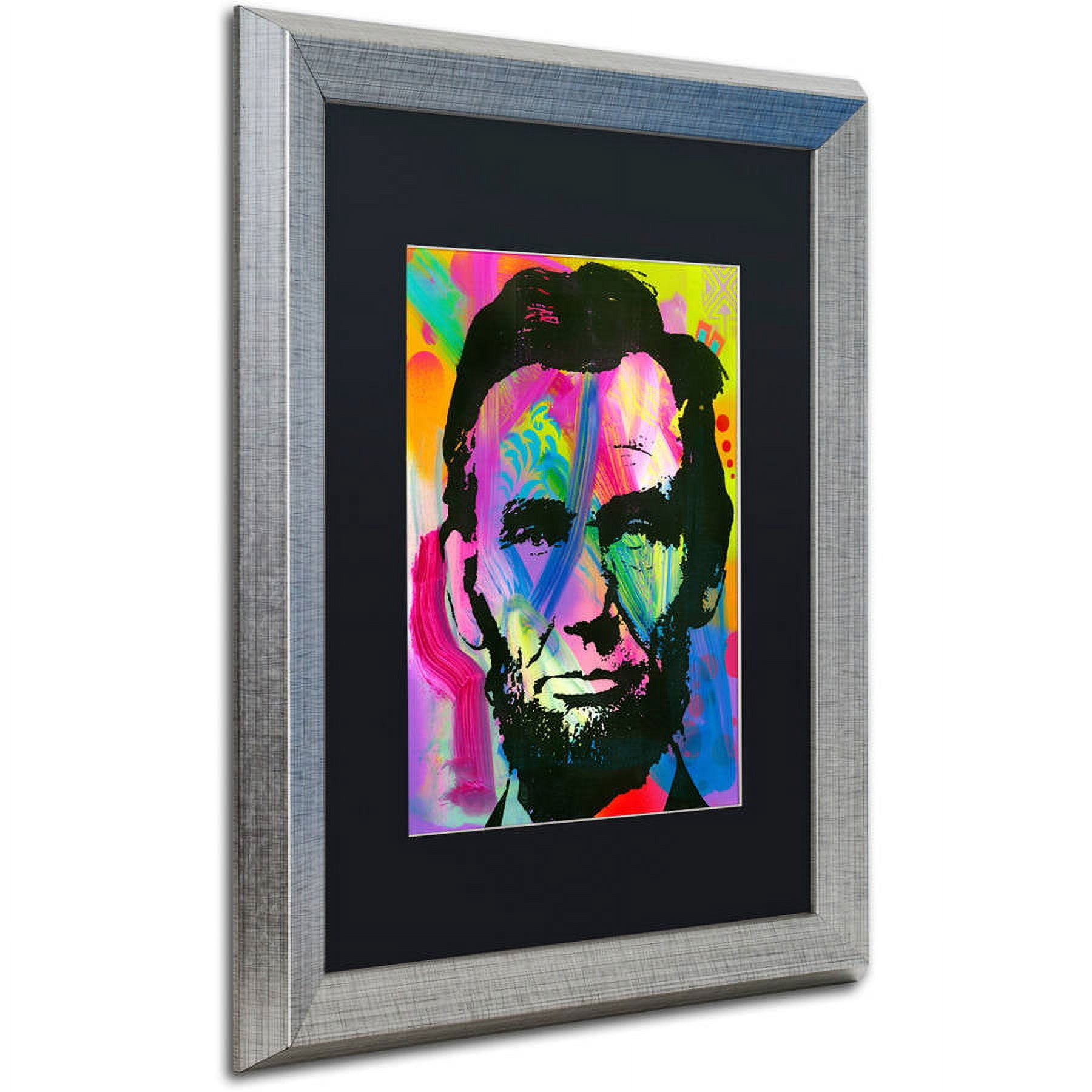 Trademark Fine Art "Abraham Lincoln I" Canvas Art by Dean Russo, Black Matte, Silver Frame
