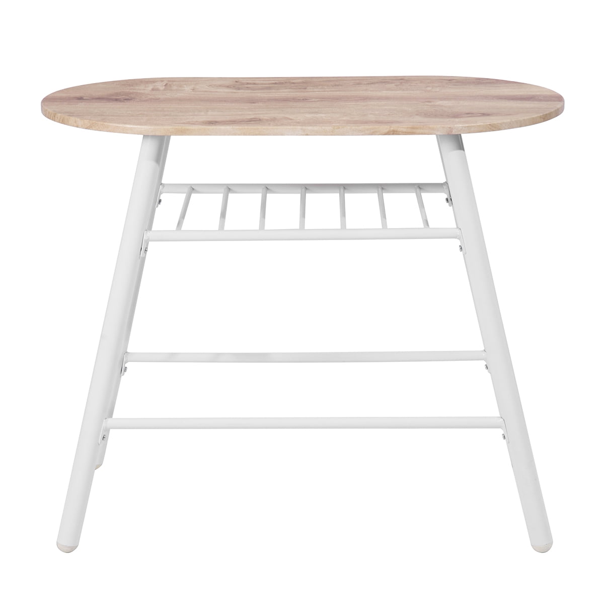 Private Jungle Dining Set Compact 2 Chairs and Table Set with Metal Frame and Shelf Storage Bistro Pub Breakfast Space Saving - oak & white Private Jungle Dining Set Compact 2 Chairs and Table Set with Metal Frame and Shelf Storage Bistro Pub Breakfast Space Saving - oak & white