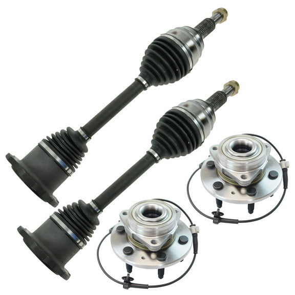 TRQ Front CV Axle Shaft Assembly Wheel Hub Bearing Set 4pc for Silverado Tahoe PSA30796