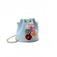 thumbnail image 2 of Volkmi Ladies Flower Decorative Drawstring Bucket Bag Shoulder Bag Petal Handbag Messenger Bag Blue, 2 of 11