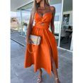 thumbnail image 1 of 2024 Casual Été Femmes Robe V Cou Sans Manches Dos Solide Creux à la Taille Patchwork Parti Robes Minces, 1 of 7