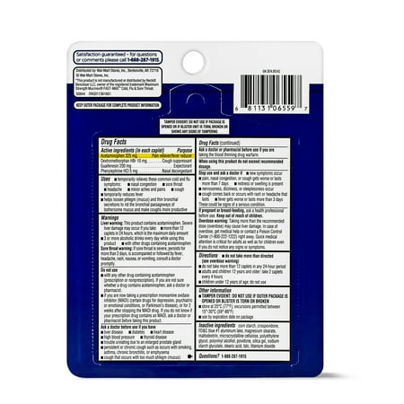 Equate Maximum Strength Multi Symptom Cold, Flu, and Sore Throat Relief caplets, 30 Count