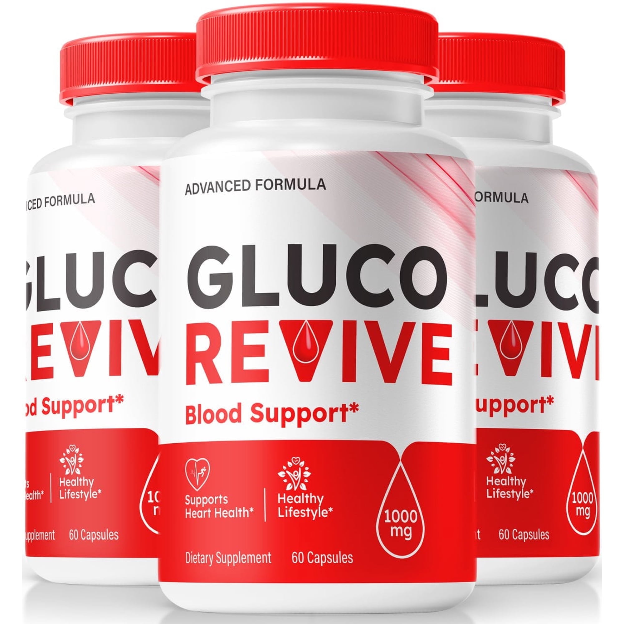 (3 Pack) GlucoRevive Blood Support Capsules - Official Gluco Revive Pills to Maintain Overall Health, All Natural Blood Formula For Healthy and Stable Levels, Glucose Revived (180 Capsules)