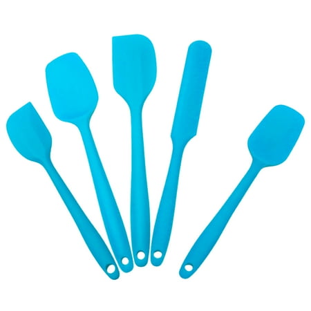 

OAVQHLG3B Silicone Rubber Spatula Set for Kitchen Baking Cooking and Mixing High Heat Resistant Non Stick Dishwasher Safe BPA-Free Black Set of 5