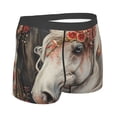 thumbnail image 2 of KLL Vintage Floral White Horse Men's Cotton Boxer Briefs Underwear-Small, 2 of 8