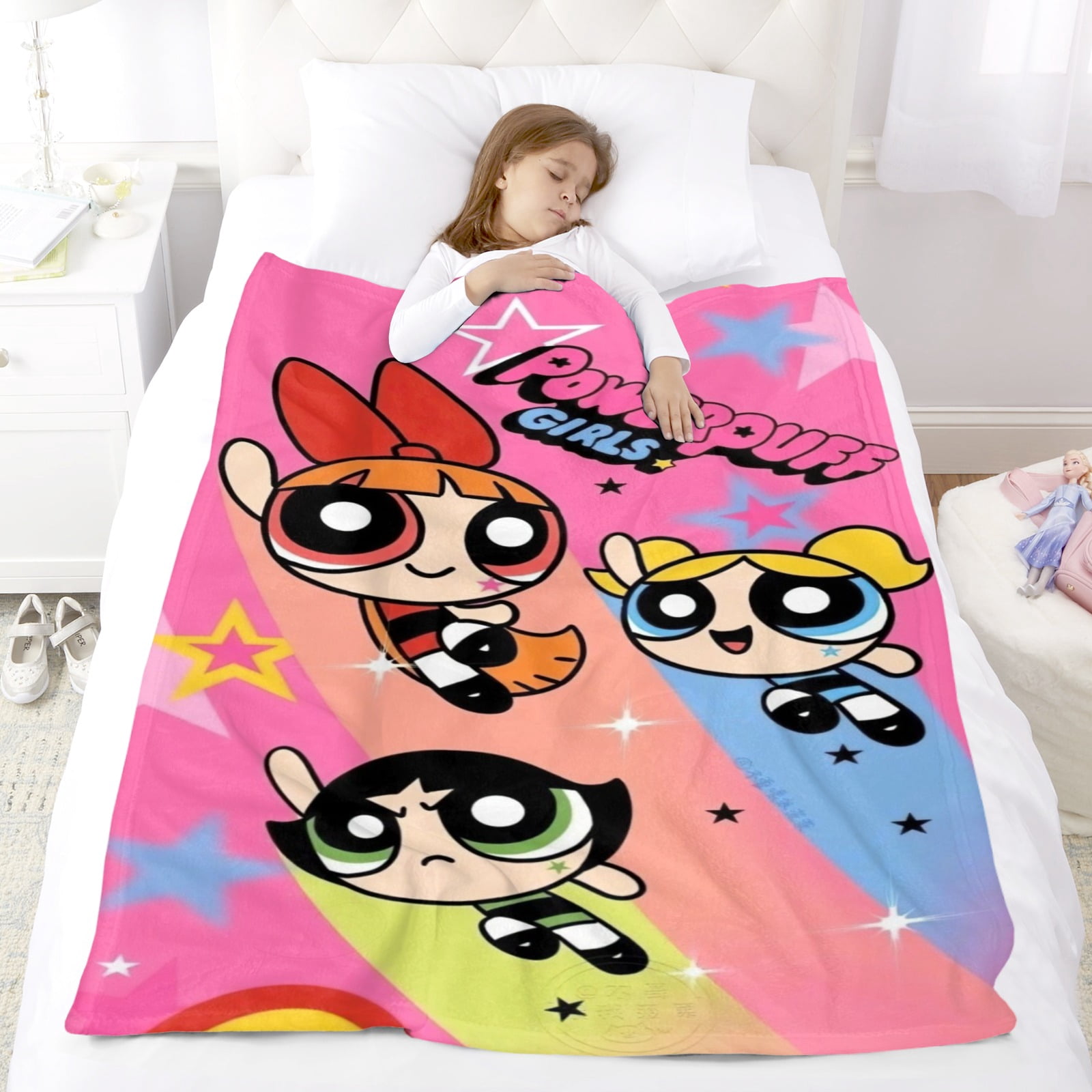 Powerpuff Girls Throw Blanket Gifts for Fans Lover Girls Boys Women Present Hoodie Him Bed 50"x60"