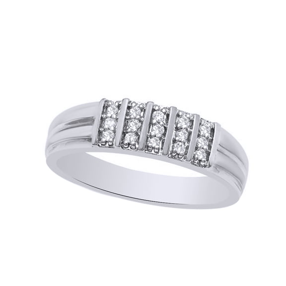 AFFY White Natural Diamond Wedding Band Ring In 10k White Gold (0.14 Cttw)