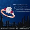thumbnail image 2 of Gem Stone King 18K Rose Gold Plated Silver White Moissanite and Red Ruby Engagement Ring for Women | 2.80 Cttw | Oval 9X7MM | Gemstone Birthstone | Size 7, 2 of 7