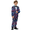 thumbnail image 2 of Xoenoiee Turtle Hibiscus Butterfly Print Boys Outfit Kids Tuxedo Suit Set Teens Graduation Outfits Dress Wear Blazer Set Prom Outfit, 11-12 Years, 2 of 7