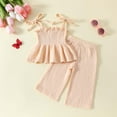 thumbnail image 5 of GXWEA Baby Girl Outfits 6-9 Months Toddler Girls Baby Toddler Girls Clothes Solid Color Sleeveless Camisole Linen Pants Set Baby Summer Outfits, 5 of 5