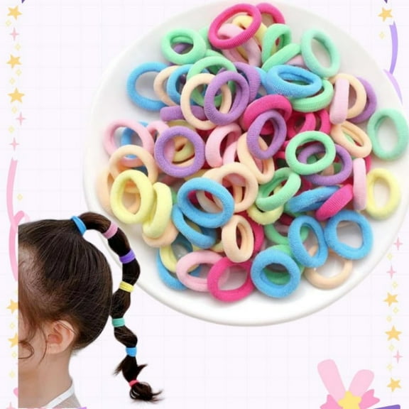 300Pcs Baby Hair Ties, Colorful Cotton Toddier Hair Ties, Seamless Hair Ties Bands Ponytail Holders for Toddlers Girls Babies Kids