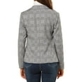 thumbnail image 4 of MODA NOVA Juniors Plaid Double Breasted Notched Lapel Blazer Jackets, 4 of 7