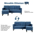 thumbnail image 3 of Magic Union Convertible Sectional Sofa Couch for Living Room, L-Shaped Couch 3 Seats Sofas with Linen Fabric, Movable Ottoman Small Sofa Mid Century for Small Apartments, Living Room and Office,Blue, 3 of 8