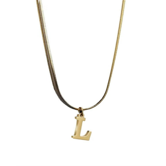 PAURO Initial Necklaces for Women Pendant Charm Gold Plated Letter K Stainless Steel Name Alphabet C Dainty Chain Personalized Statement Simple Small Jewelry Gold Letter L