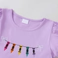 thumbnail image 5 of YDFCWXW Toddler Baby Girl Back to School Dress Crayon Bow Embroidery Puff Sleeve Dresses Summer Clothes (Light Purple, 3-4 Years), 5 of 9