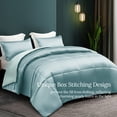 thumbnail image 2 of Whale Flotilla 3-Piece Reversible Silky Soft Queen Size Comforter Bedding Set, Luxurious Satin Comforters with 2 Satin Pillowcases, Lightweight Duvet for All Seasons, Haze Blue, 2 of 8