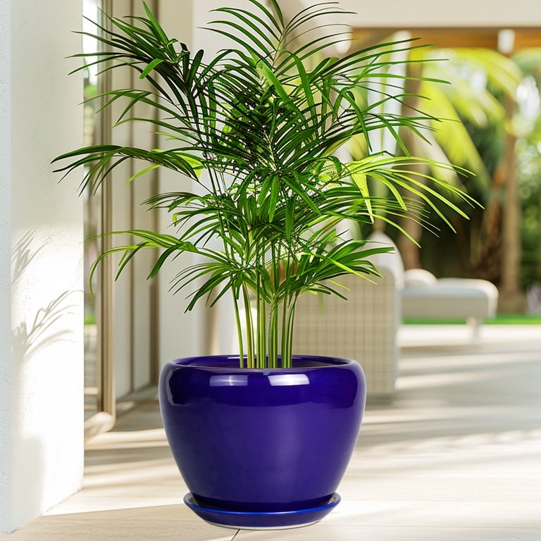 Pots for Plants 8 inch, Round Flower Pot with Saucer, Modern Pots for Indoor  Plants & Flowers, Housewarming or Birthday Gift, blue - Walmart.com