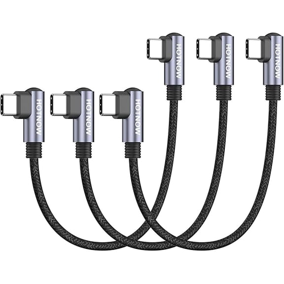 xixishop Right Angle USB C to USB C Cable 15cm 3Pack, short 0.15m USB C Charger cable 65W Fast Charging Cords for iPhone 15/16,Power Bank and USB C Devices