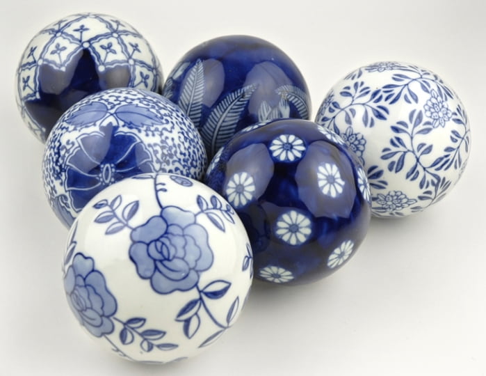 Decorative Porcelain Balls Set Of 6 Designed Spheres In A