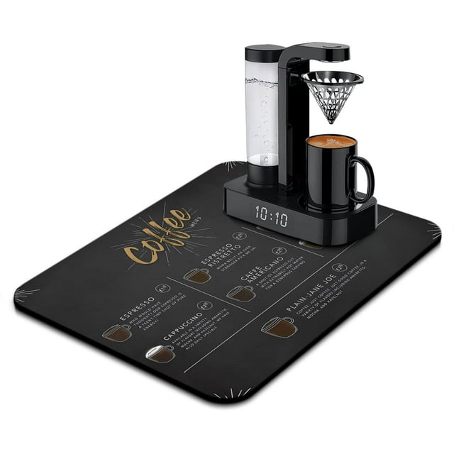 Superior Coffee Mat for Elegant Countertops: Stain-Hiding, Rubber-Backed & Highly Absorbent, Perfect Companion for Coffee Machines - Versatile Dish Drying Mat and Bar Accessory, 18x24 Inches