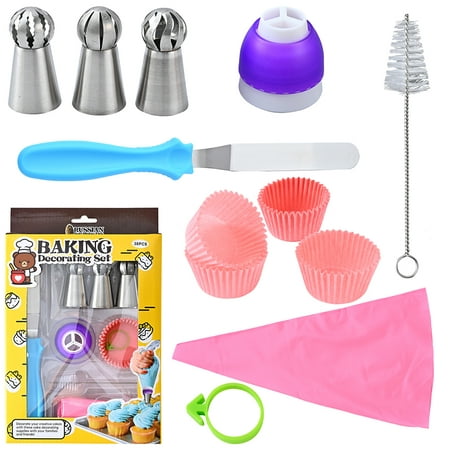 

Cake Decorating Supplies Baking Tools Set Stainless Steel for Cakes 3 Nozzles & 3-Pipe Converter for Beginners