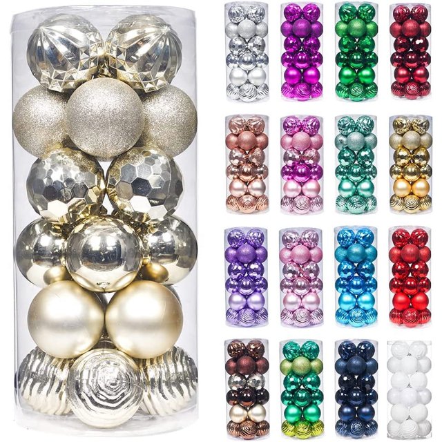 XmasExp Adornos de bolas de Navidad de 60 mm/2,36 pulgadas, juego de adornos navideños inastillables, decoraciones para bolas de árbol de Navidad, 24 quilates (2,36 pulgadas, rojo)