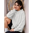 thumbnail image 3 of Womens Oversized Sweatshirts Highneck Pullover Long Sleeve Hoodies Tops Fall Fashion Outfits Clothes Light Gray S, 3 of 6