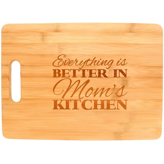 ThisWear Everything Is Better in Mom's Kitchen Decor Gift Big Rectangle Bamboo Cutting Board