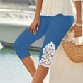 thumbnail image 2 of UAMVSH Capri Pants for Women Fashionable Lace Embroidered Summer Vacation Capris Soft Elastic Waist Casual Cropped Pants, 2 of 6