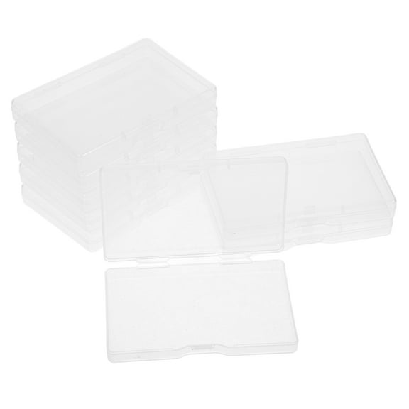 OATIPHO 8Pcs Clear Plastic Card Storage Box Hinged Lid for Business Use