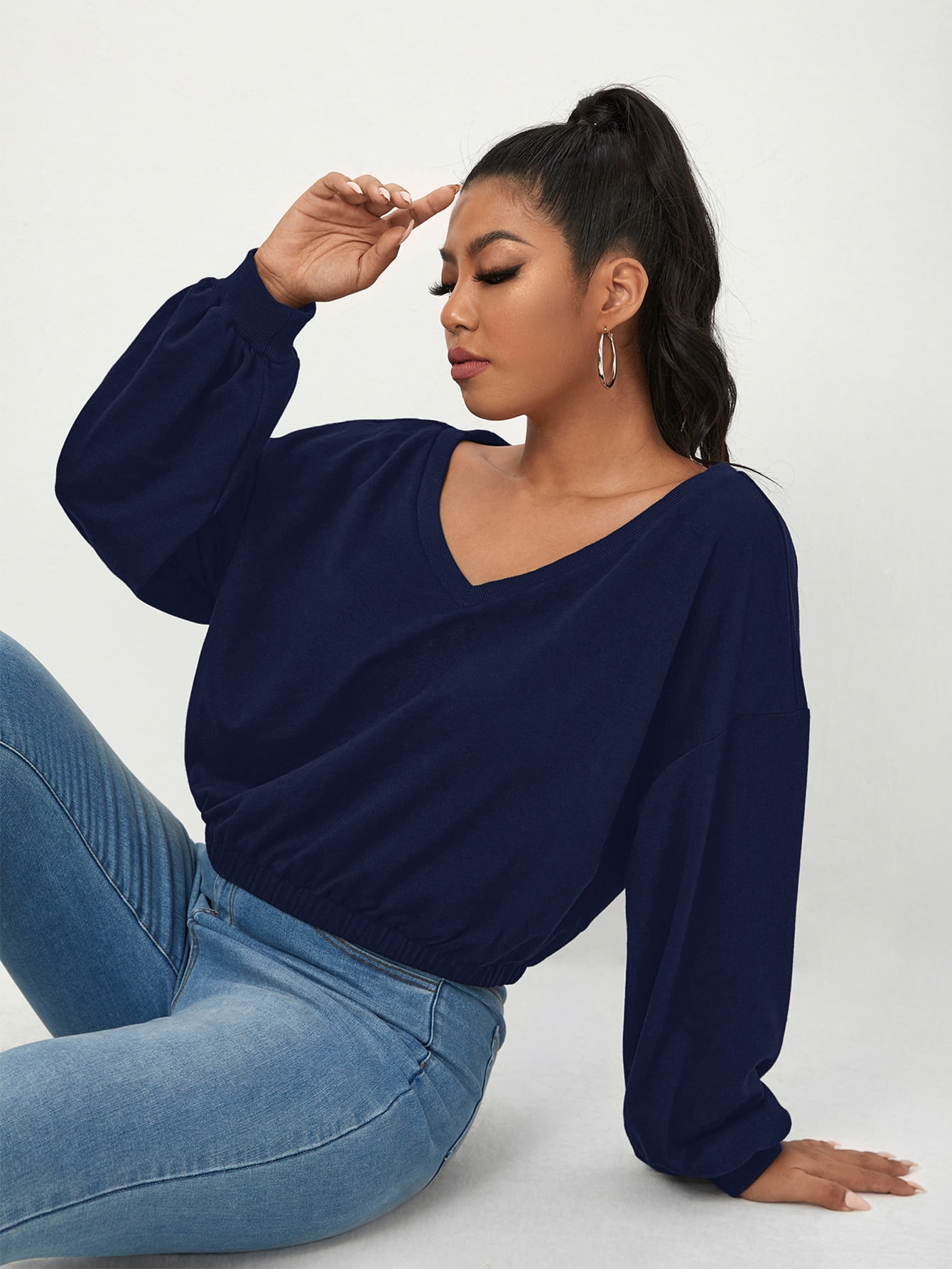 women's plus size off the shoulder sweatshirt