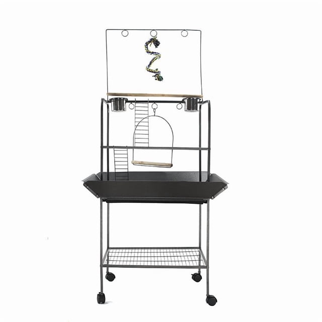 GloryStar Support de Jeu pour Perroquet de 62 Pouces et Centre de Jeu pour Cage à Oiseaux, Gym pour Oiseaux Intérieur Extérieur avec Support Roulant, Perchoirs, Échelles et Roues pour Cockatiels et Perruches