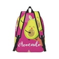 thumbnail image 2 of Bixox Pink Green Avocado Printing Canvas Backpack Lightweight Casual Travel Backpack School Backpack Fits 15.6 Inch Notebook, 2 of 5