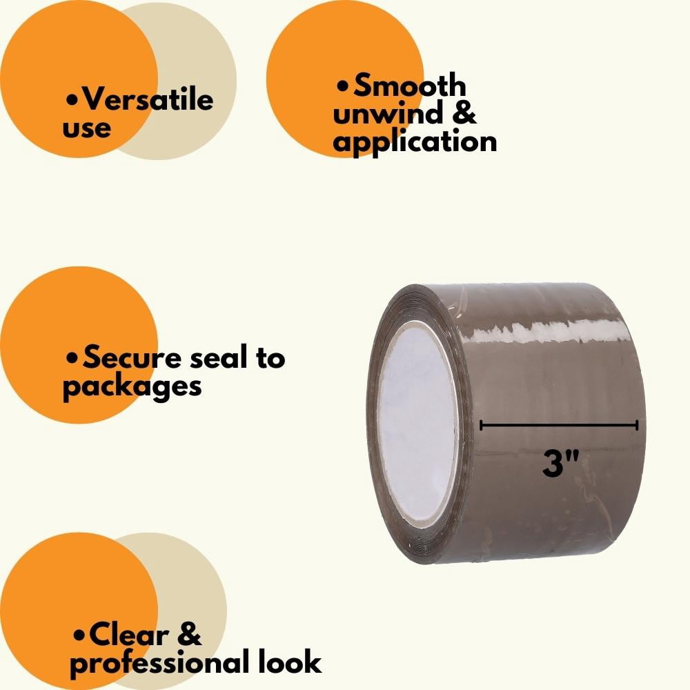 Shield Tape 12 Rolls - 1.75 Mil - Acrylic Carton Sealing Packing Tape with Smooth Unwind, Versatile Use, Secure Seal, 2.83" x 55 Yards (165 ft), Tan/Brown