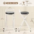 thumbnail image 3 of HOMCOM Folding Stools Set of 2, Foldable Bar Stools with PU Seat, Black, 3 of 10