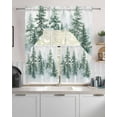 thumbnail image 2 of Forest Green Ombre Kitchen Curtains Sets 24 Inch Length with Valance, Watercolor Trees Sage Green Swag Valances and Tiers Curtain Set Drapes Swag Curtains for Living Room, Bathroom, Bedroom, Cafe, 2 of 6