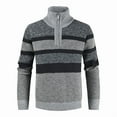 thumbnail image 3 of ZCFZJW Men's Sweaters 1/4 Zip Cotton Sweater Pullover Polo Sweaters Striped Color Block Mock Turtleneck Long Sleeve Fall Winter Warm Sweatshirts Gray XXXL, 3 of 3