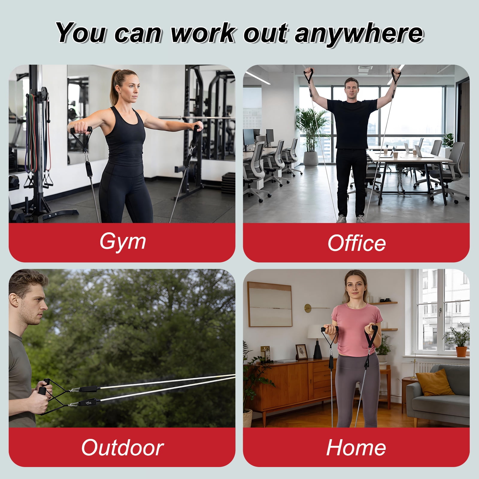 Gaderth 5 Pcs Exercise Resistance Bands with Handles Physical Resistance Tube Workout Bands, Adjustable Resistance Bands, TPE Material for Muscle Toning Strength Training