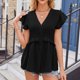 thumbnail image 3 of Gibobby Playera de Manga Corta Casual Suave Top mujer manga corta con cuello en V color sólido con personalidad Diseño simple y exquisito informal(Negro,CH), 3 of 4