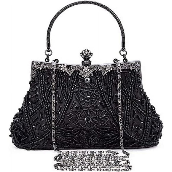 Zhuge 1920s Vintage Beaded Clutch Evening Bags for Women Formal Bridal Wedding Clutch Purse Prom Cocktail Party Handbags