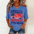 thumbnail image 2 of 250 Anniversary USA Shirt for Womens 1776-2026 250 Years America Flag Printed Shirts, 250th Anniversary USA Shirt Womens CrewNeck Short Sleeves Graphic Tees, 4th of July Summer Womens Tops Blue XXXL, 2 of 5