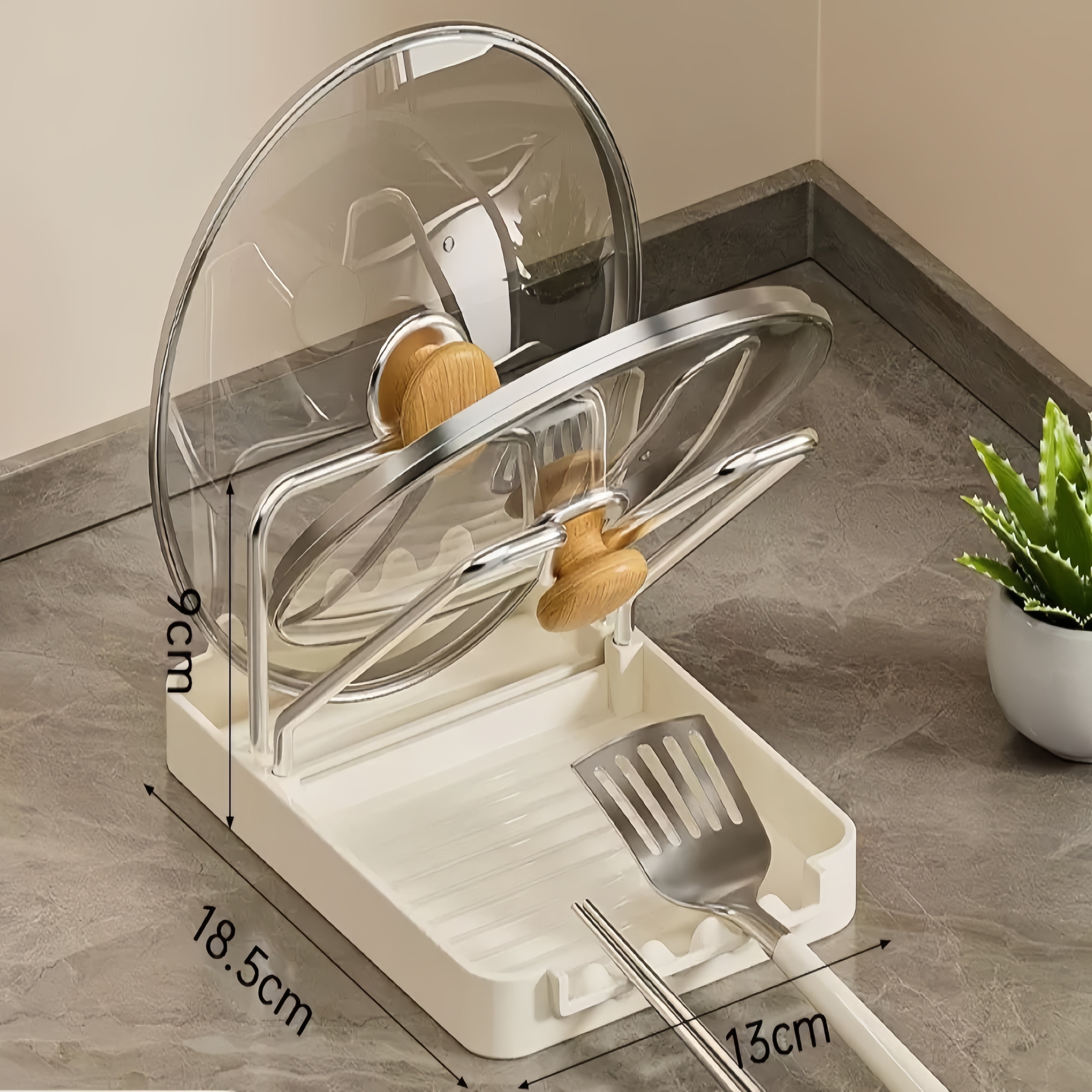 Multifunctional Pot Lid Organizer - Countertop Kitchen Utensil Holder for Lids, Spatulas & Utensils