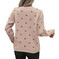 thumbnail image 4 of Wutalume Women's Casual Polka Dot Jacquard Round Neck Pullover Long Sleeve Sweater Top, Printed Knit Design, Stylish Top for Fun Outfits,Pink L, 4 of 4