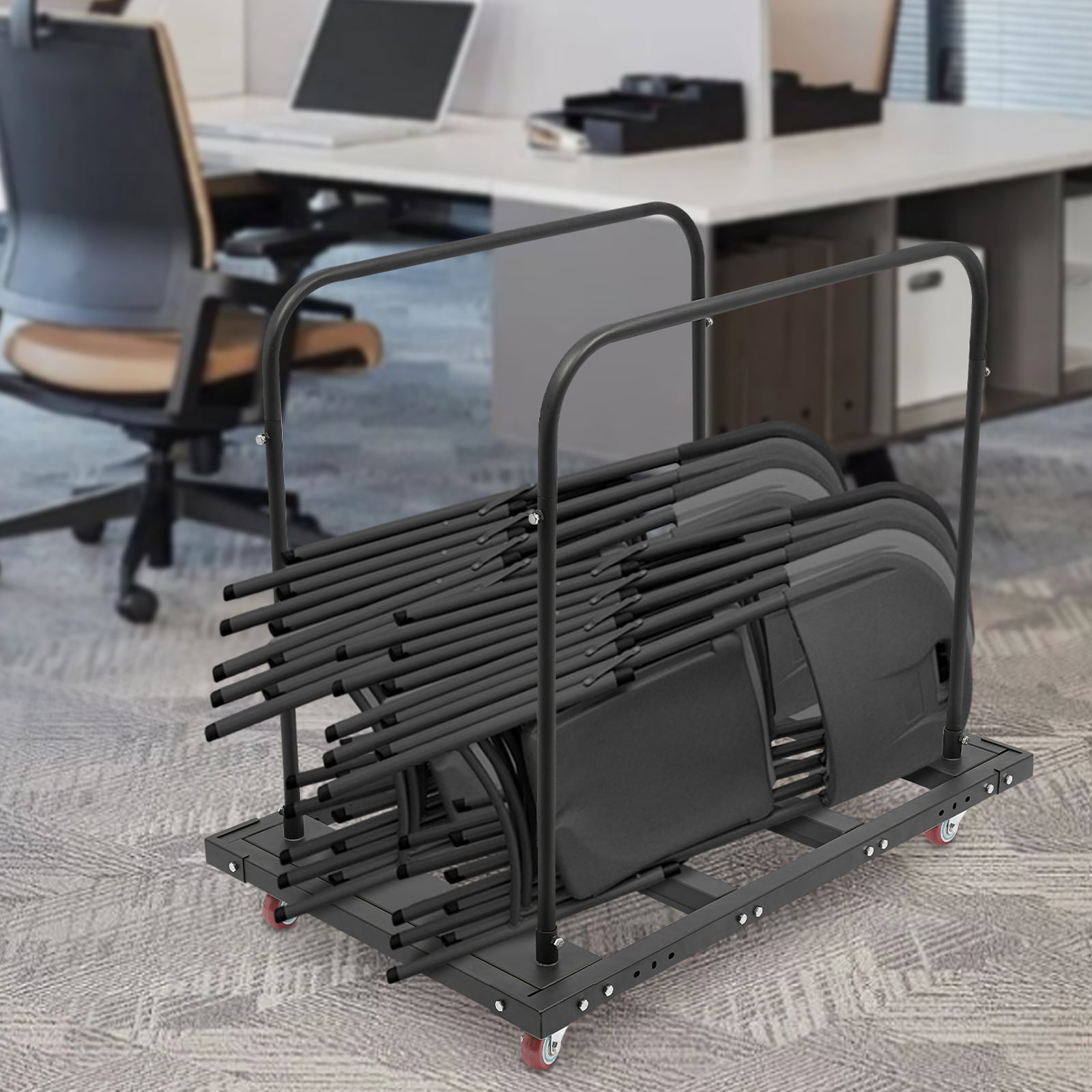 Industrial Folding Table Dolly, 120kg Capacity, Expandable 3.35-9.09in Beams, 2 Tubular Handles, Ideal for Construction Sites, Warehouses, Storage