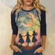 thumbnail image 2 of Camisa para mujer, moda informal, manga raglán, cuello redondo, manga 3/4, suelta, camiseta estampada de Halloween, top para mujer, 2 of 7