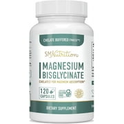 SM Nutrition Chelated Magnesium Glycinate |for Sleep Support Muscle Cramps & Bone Health | 120 Ct