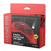 Genesis Crimson Red 8 Button Arcade Pad USB Controller [Retro-Bit]