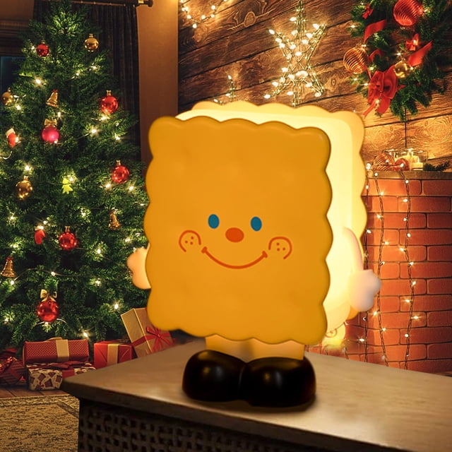 Luz nocturna para niños, lámpara de noche con forma de galleta, recargable por USB, brillo ajustable para niños pequeños