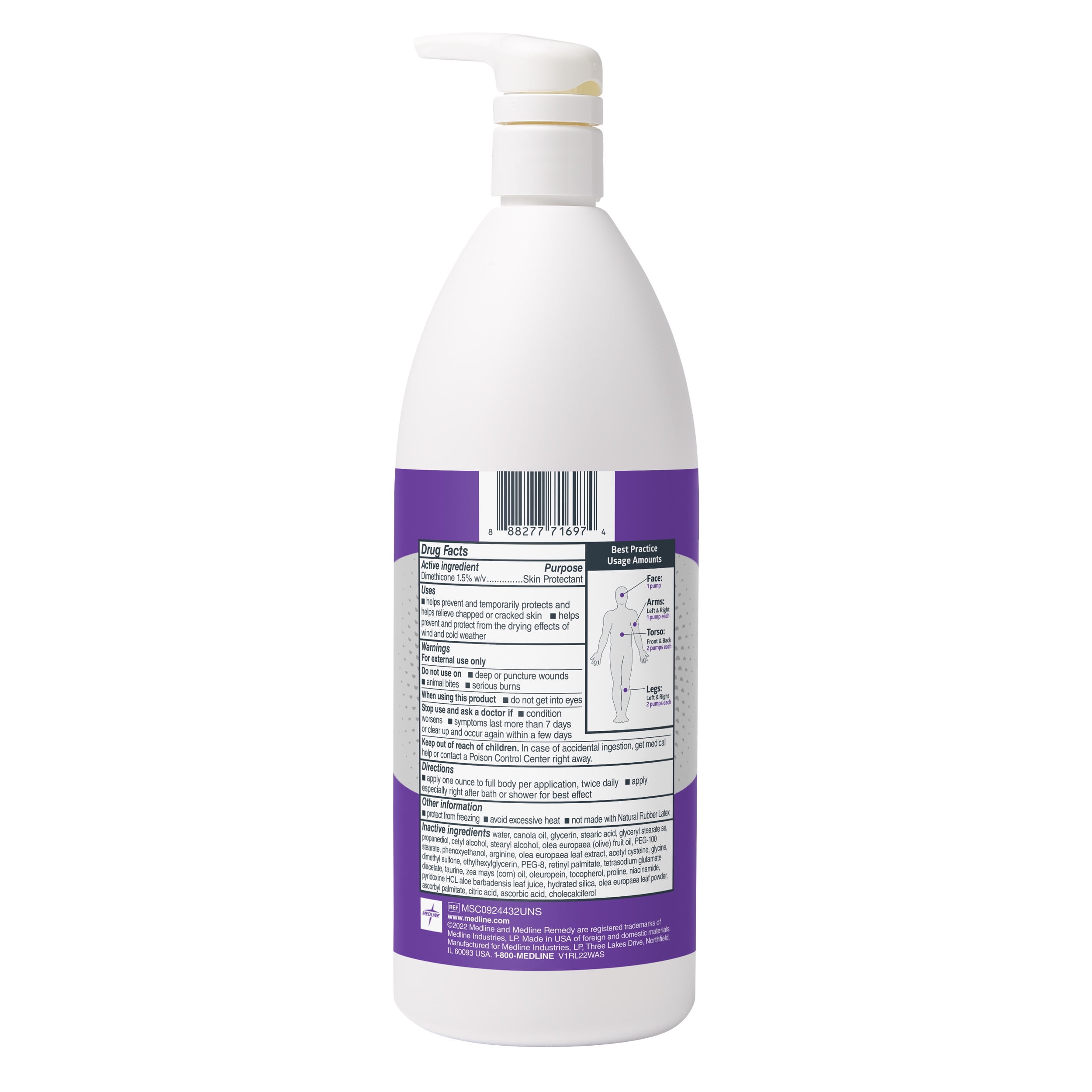 Medline Remedy Specialized Moisturizing Skin Cream, For Dry Skin, Unscented, 32 oz.